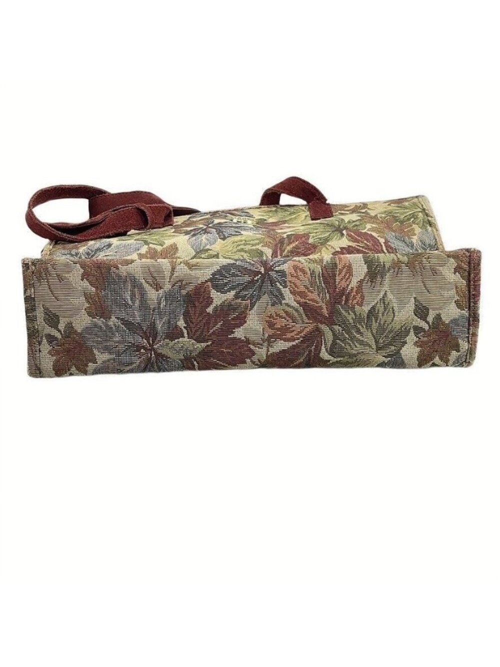 Ricardo Beverly Hills Tapestry Tote Bag With Suede Trim Leaf Pattern Zipper Top - Picture 6 of 16